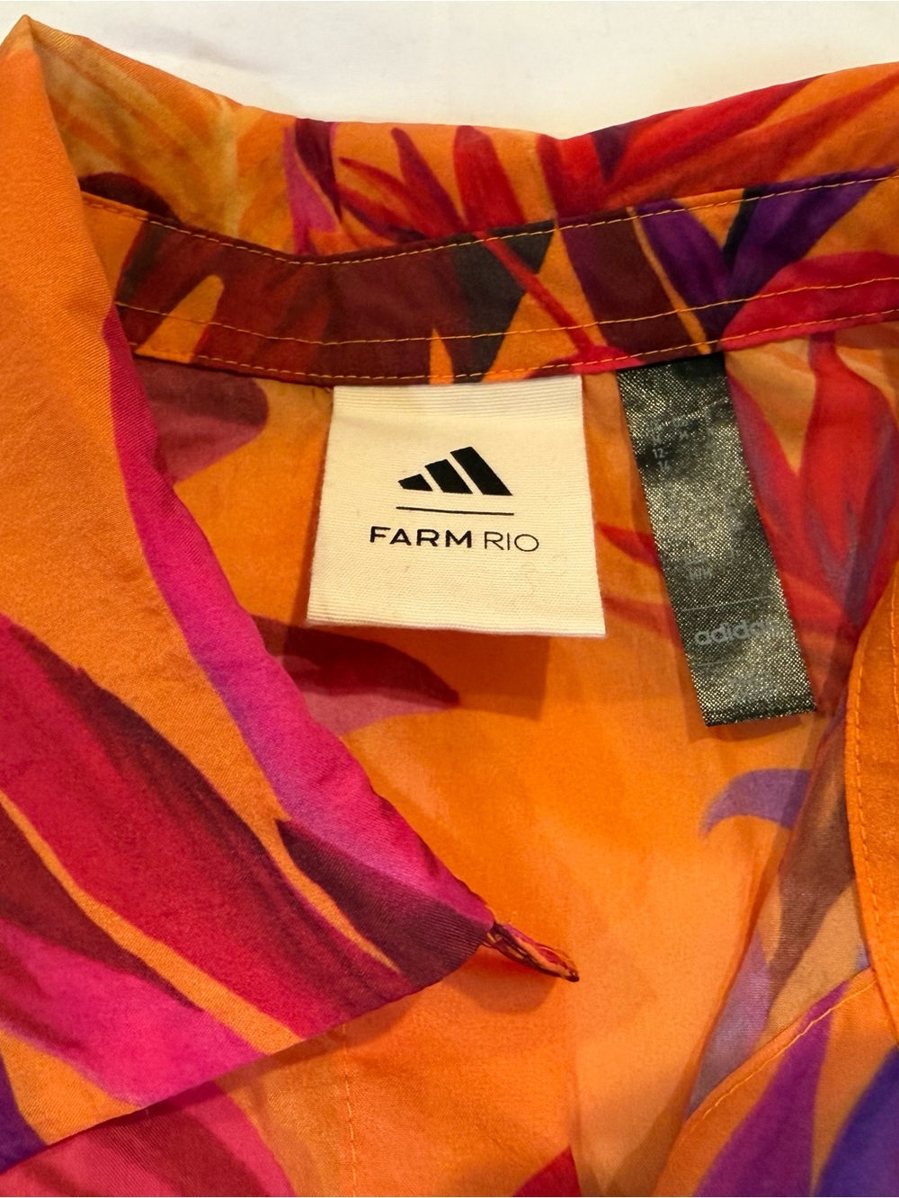 Adidas x Farm Rio Orange Tropical Print Oversized Overshirt - Picture 2 of 5